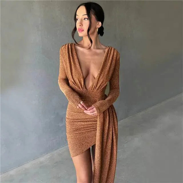 Pshyniie’s_bronze elegance mini dress