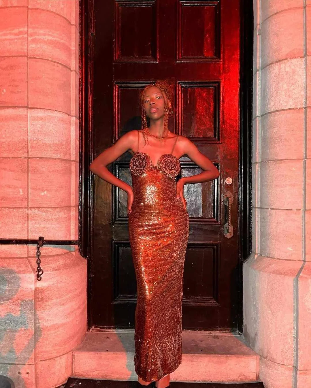 Pshyniie's_Brown Amber Sequin Dress